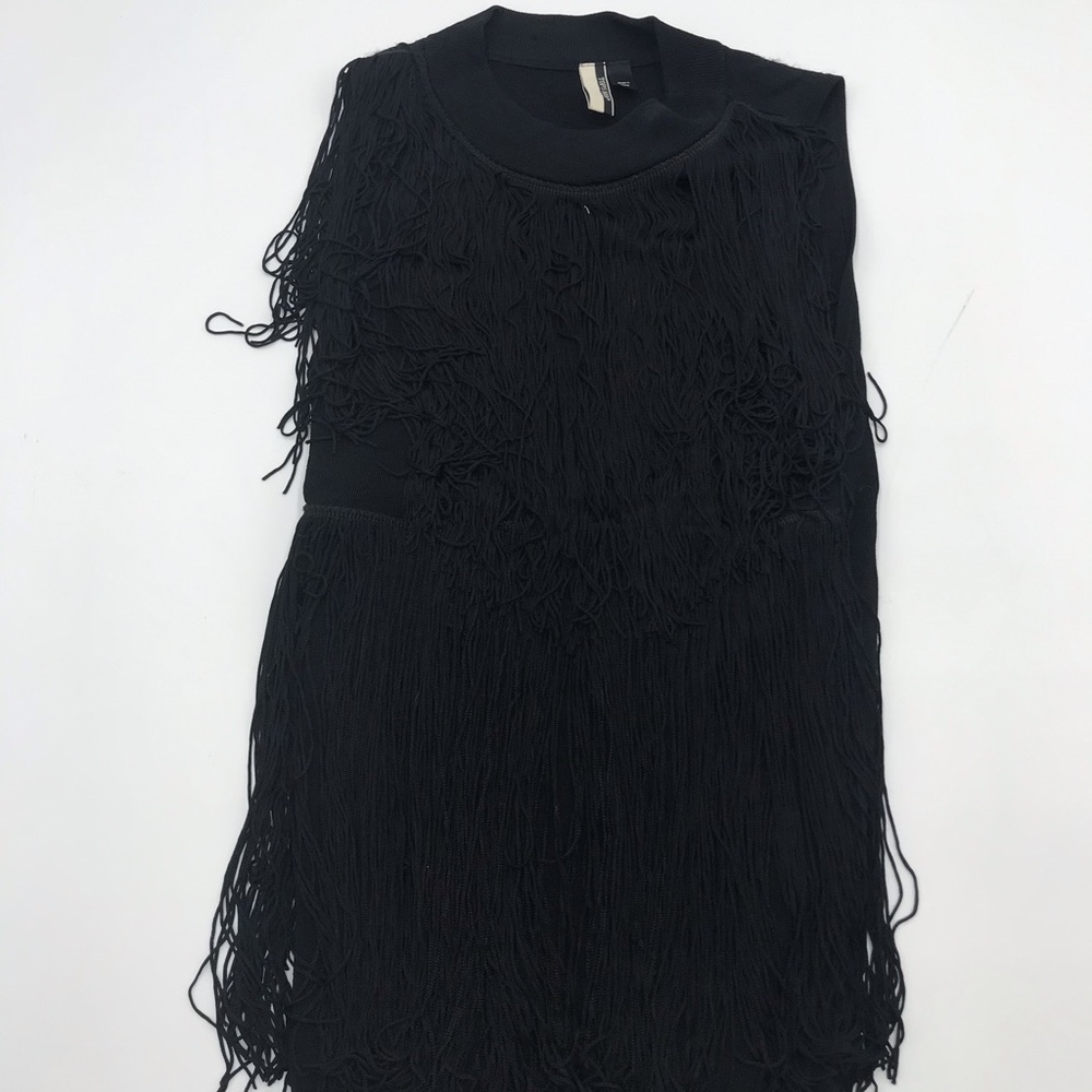 Top shop black fringe tank
